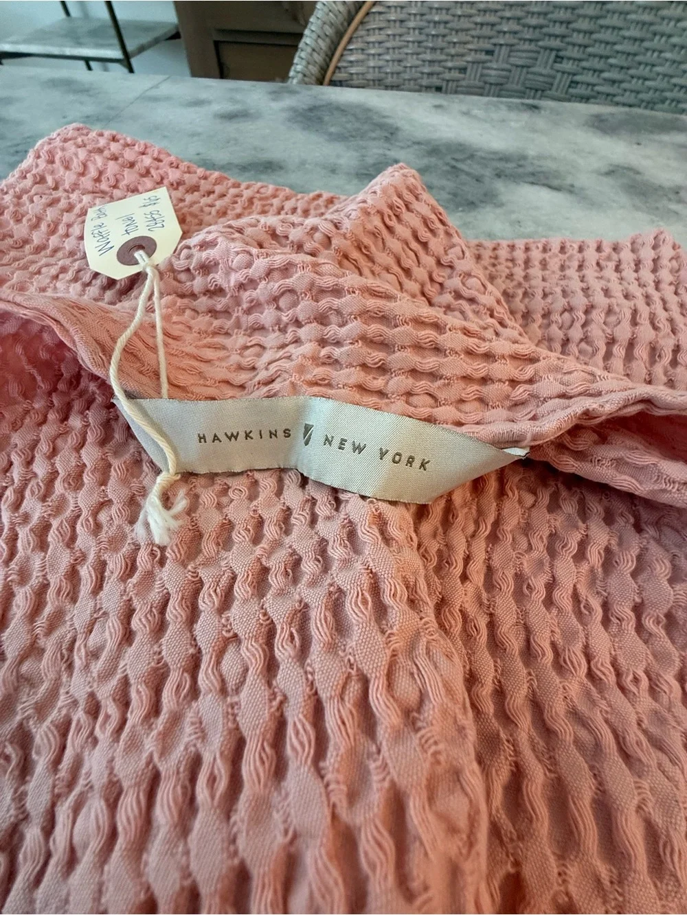 Hawkins New York Waffle Knit Throw Blanket in Blush Pink. NWT